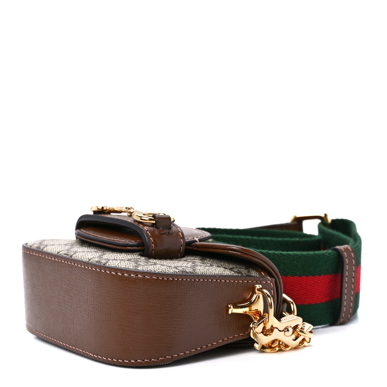 Gucci GG Supreme Monogram Azalea Calfskin Web Horsebit 1955 Wallet On Strap Beige Ebony Brown Sugar 9 of 12