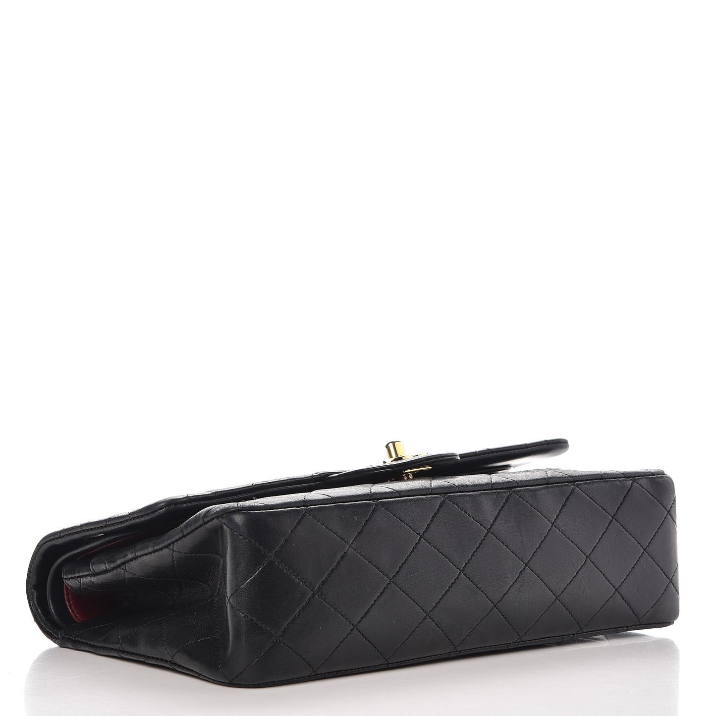 Lambskin Quilted Medium Double Flap Black