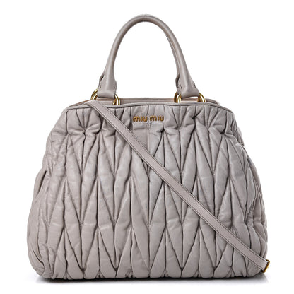 Miu Miu Nappa Matelasse Bauletto Top Handle Tote Pomice 1 of 23