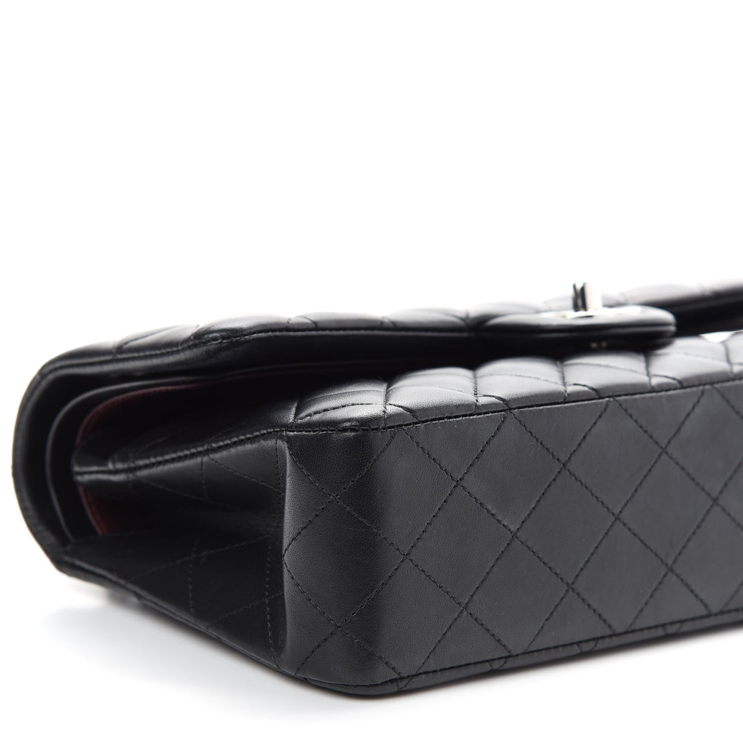 Lambskin Quilted Medium Double Flap Black