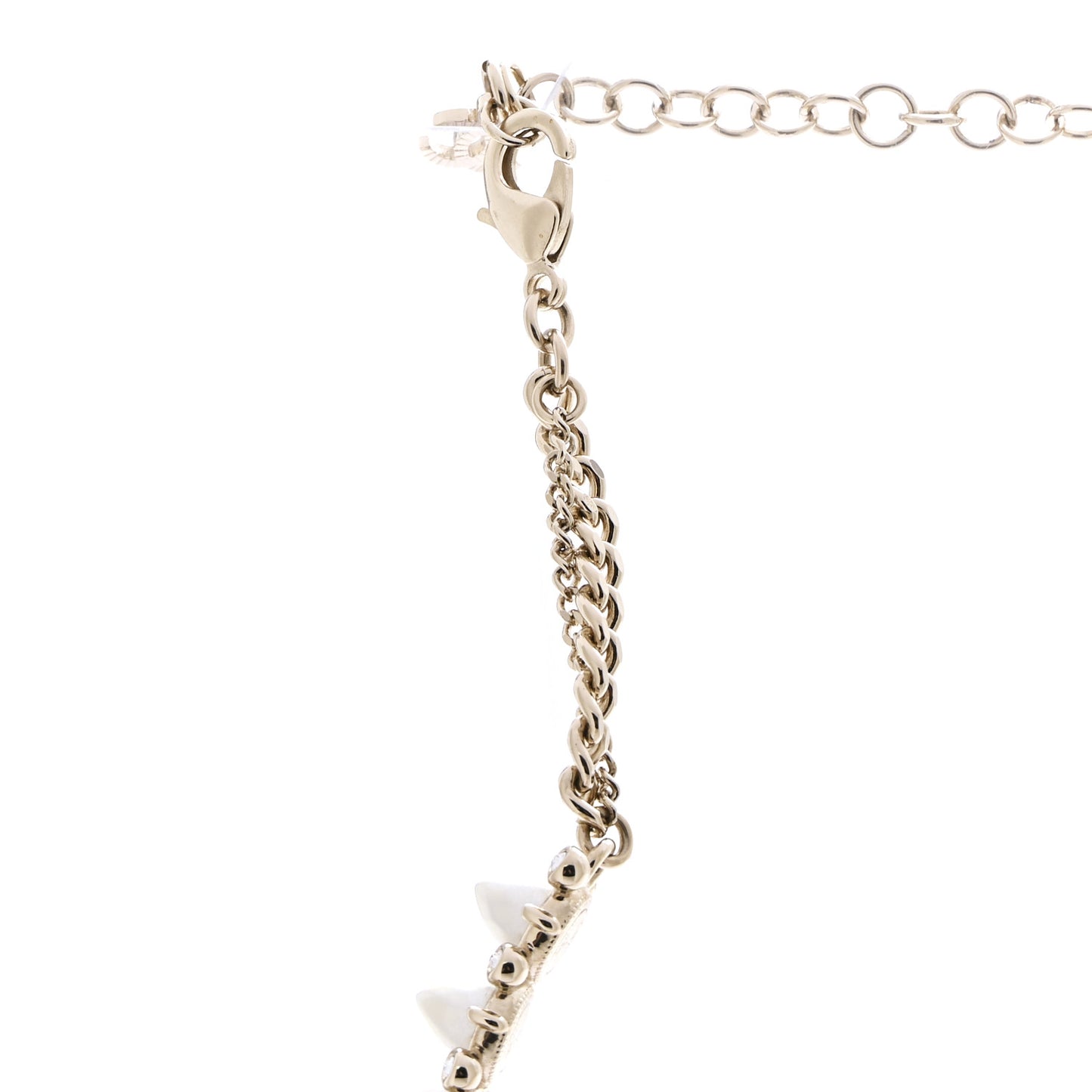 Spike Pearl Crystal CC Choker Necklace Gold Pearly White