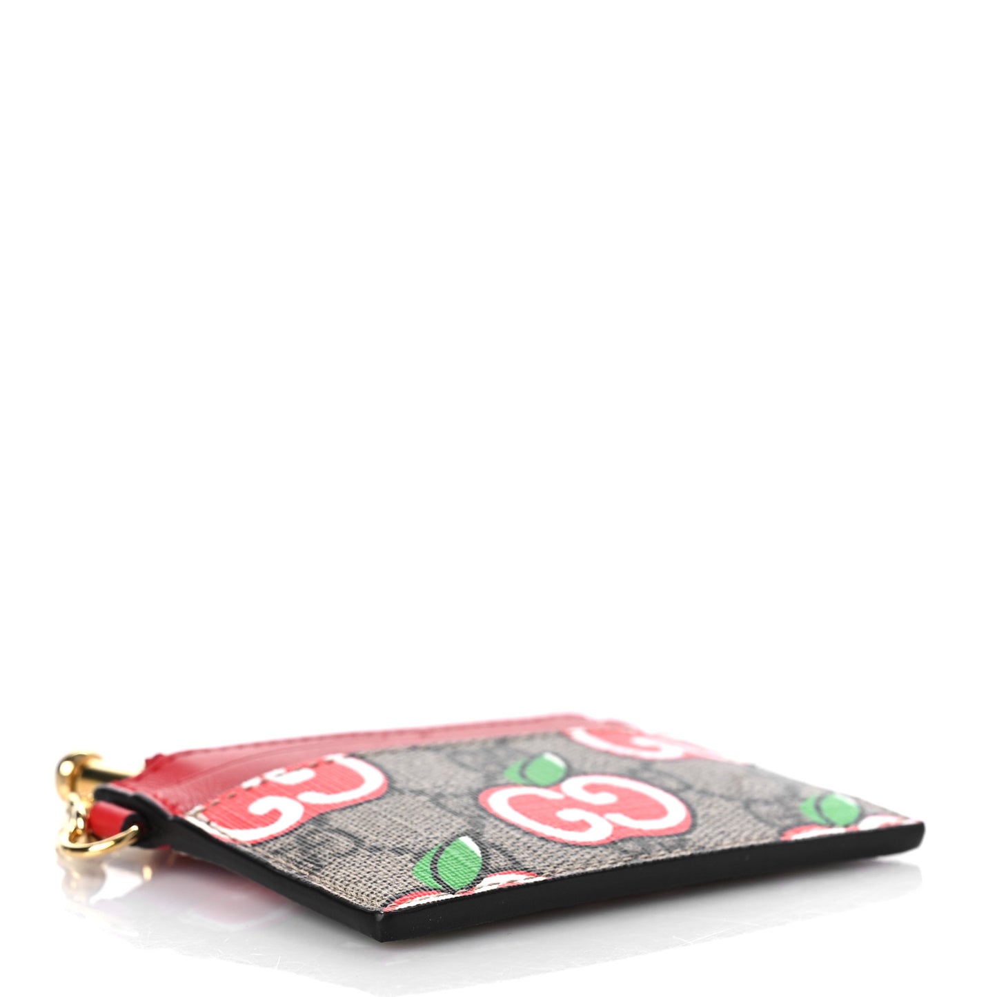 GG Supreme Monogram Apple Key Coin Case Card Holder Beige Multicolor Lobster Red
