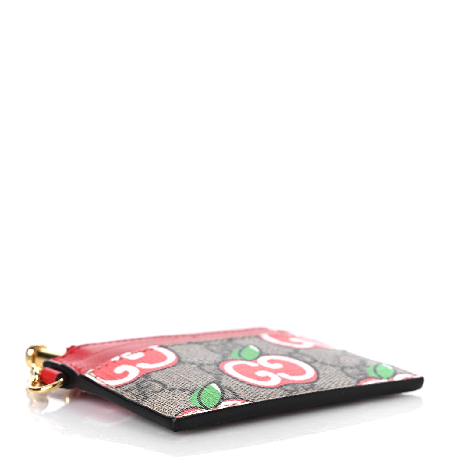Gucci GG Supreme Monogram Apple Key Coin Case Card Holder Beige Multicolor Lobster Red 4 of 9