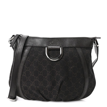 Gucci Denim Monogram Small D Silver Ring Messenger Brown 1 of 10