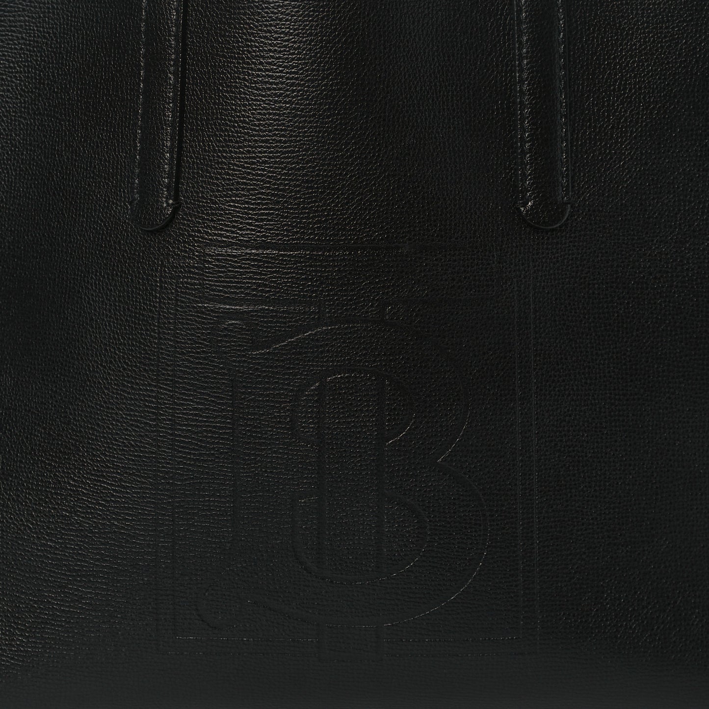 Calfskin TB Motif Embossed Medium Tote Black