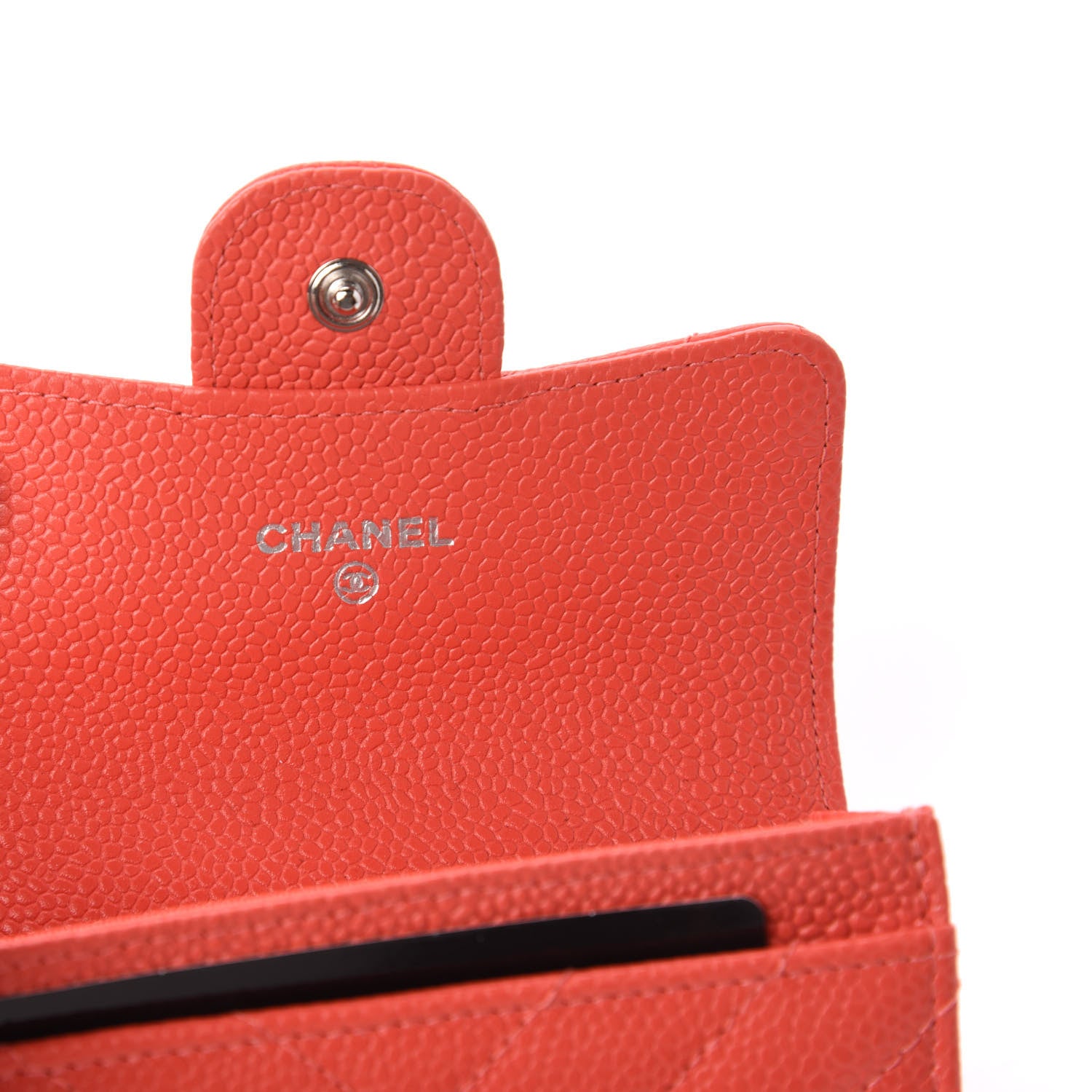 Chanel Caviar Chevron Quilted Flap Card Holder Orange 8 of 12