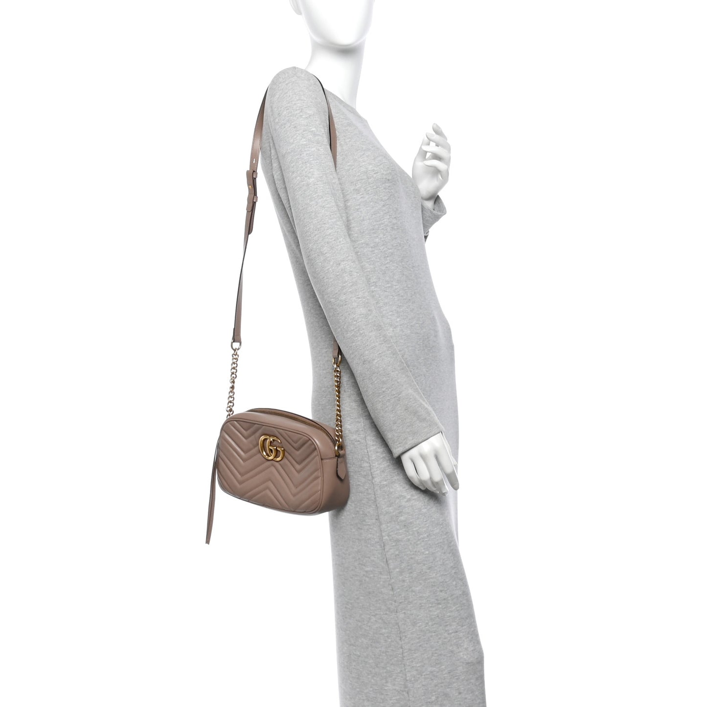 Calfskin Matelasse Small GG Marmont Chain Shoulder Bag Porcelain Rose