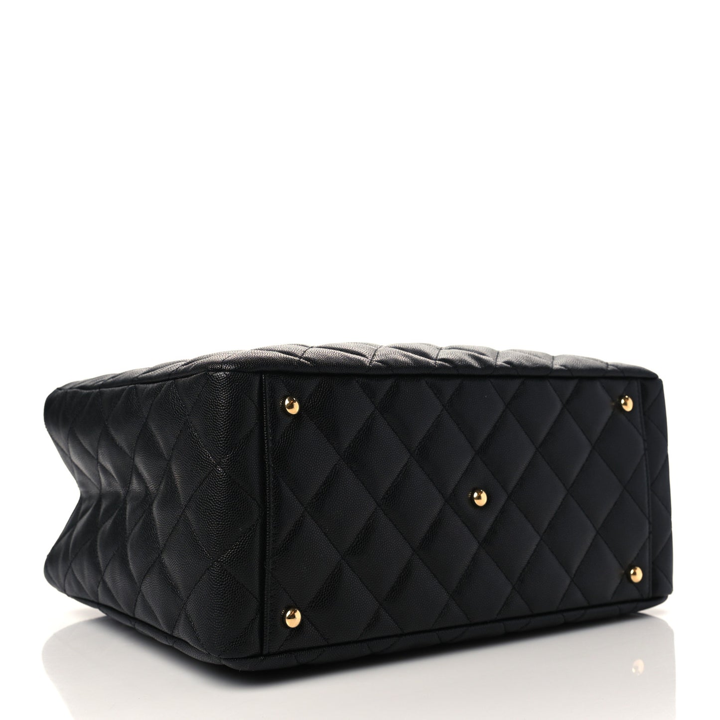Caviar Quilted Large Classic Shopping Tote Black