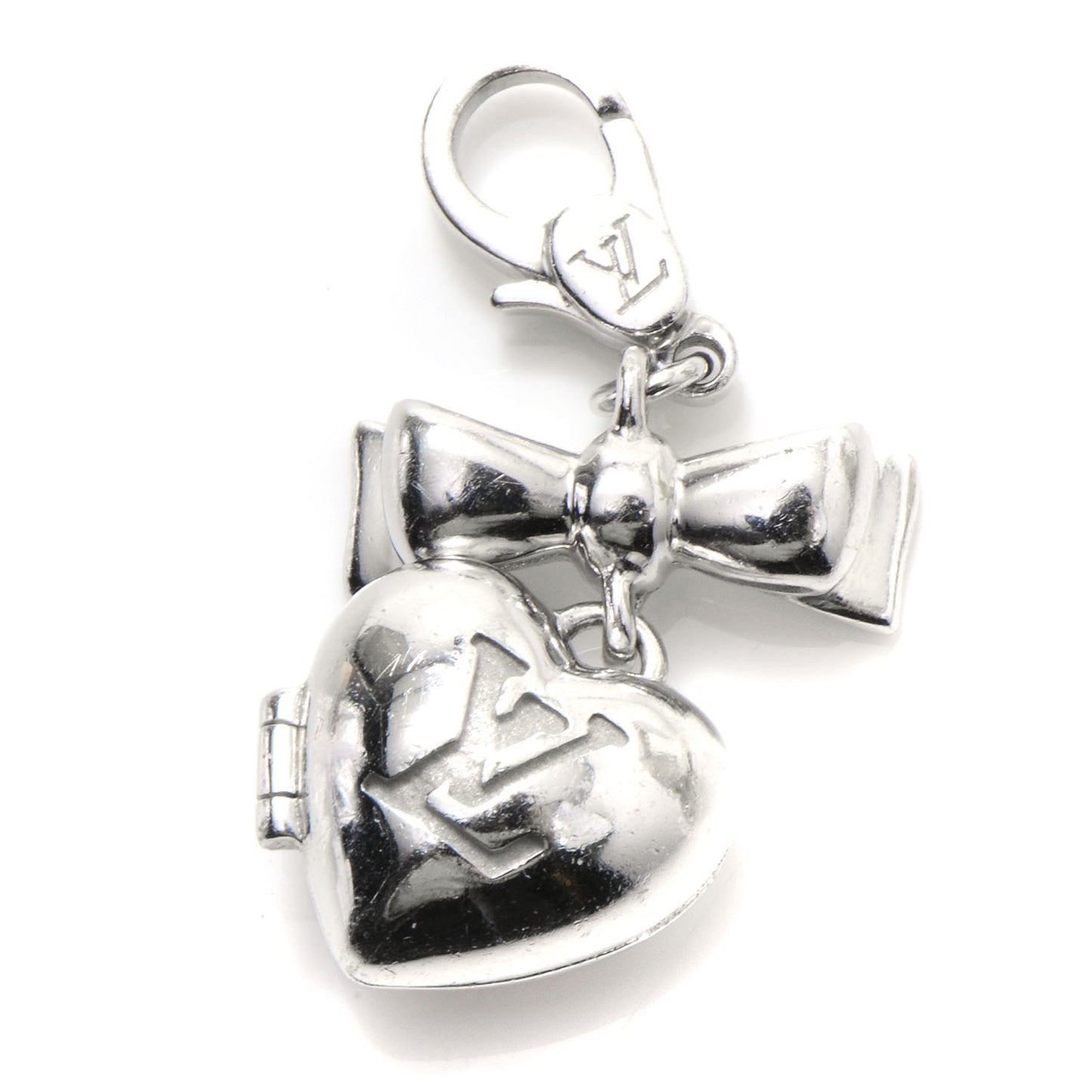 18K White Gold Heart Locket Charm