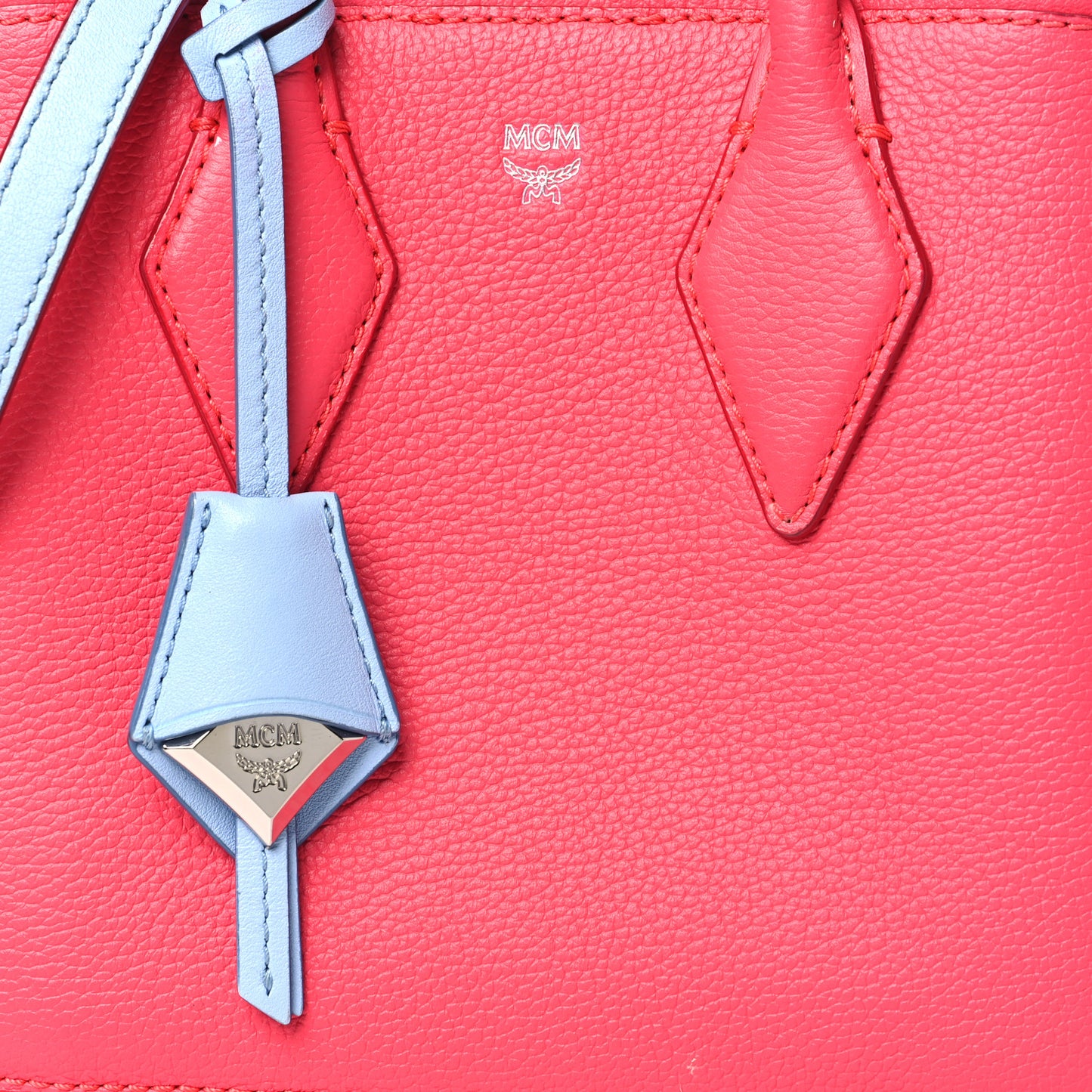 Grained Calfskin Mini Milla Tote Hot Pink Blue