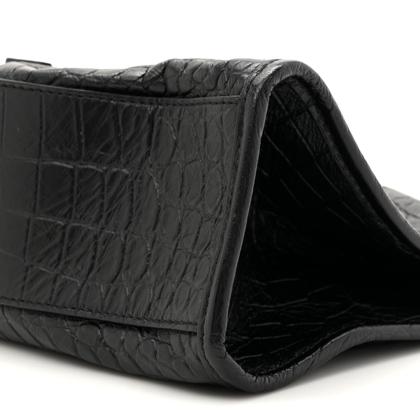 Calfskin Crocodile Embossed Monogram Medium Niki Shopping Bag Black