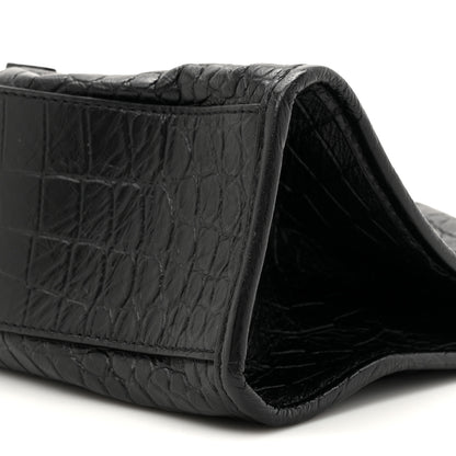 Saint Laurent Calfskin Crocodile Embossed Monogram Medium Niki Shopping Bag Black 9 of 10