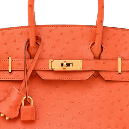 Hermes Ostrich Birkin 30 Orange 8 of 12