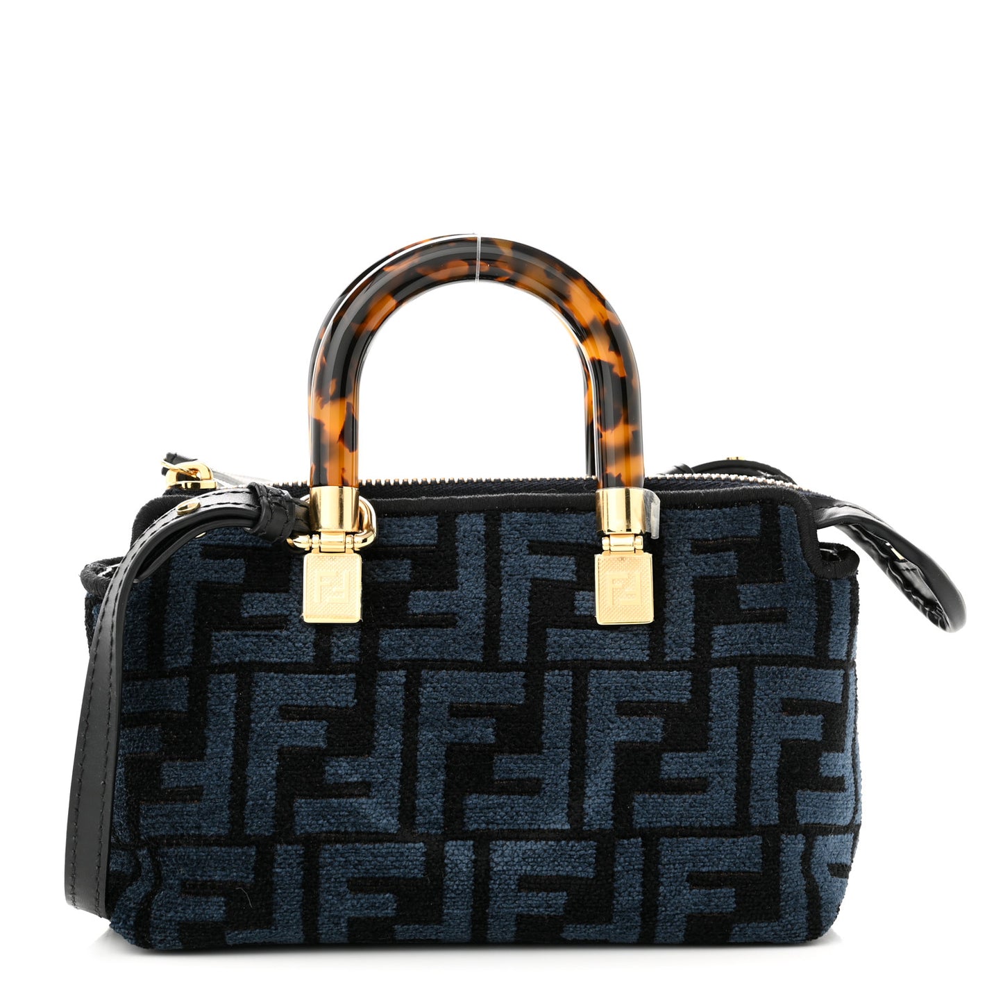 Chenille Vitello King Plexiglass FF Mini By The Way Top Handle Boston Bag Blue Black