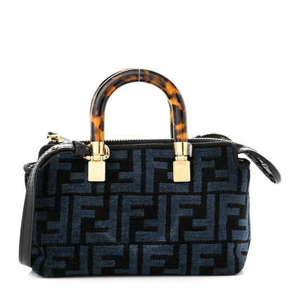 Fendi Chenille Vitello King Plexiglass FF Mini By The Way Top Handle Boston Bag Blue Black 1 of 10