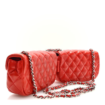 Chanel Lambskin Quilted Double Mini Flap Crossbody Red 3 of 11