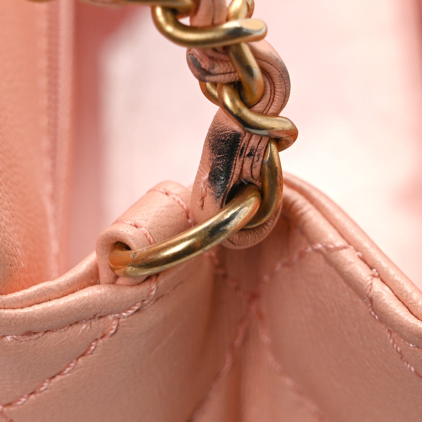 Lambskin Quilted Mini Pearl Crush Flap Light Orange