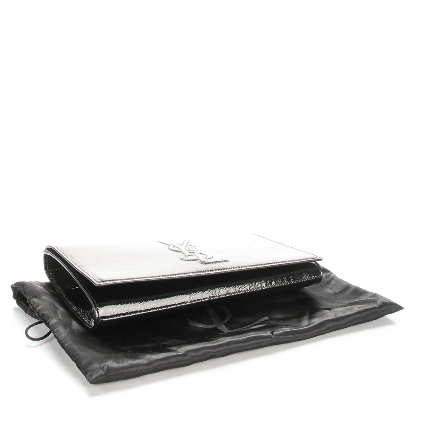 Textured Patent Monogram Large Belle De Jour Clutch Black