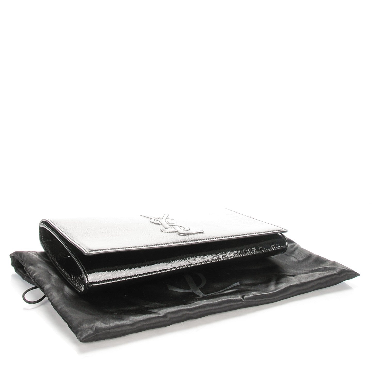 Saint Laurent Textured Patent Monogram Large Belle De Jour Clutch Black 4 of 8