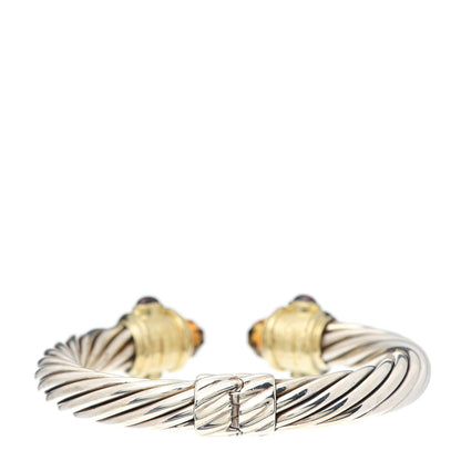 David Yurman Sterling Silver 14K Yellow Gold Citrine Garnet Iolite 10mm Renaissance Cable Bracelet 3 of 5