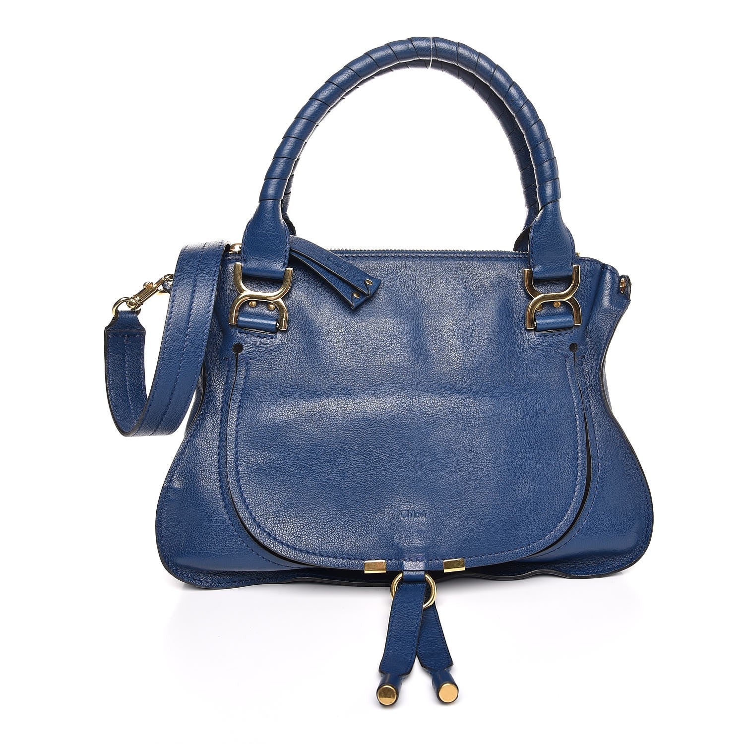 Chloe Natural Grain Calfskin Medium Marcie Nude Satchel Factory Blue 1 of 8