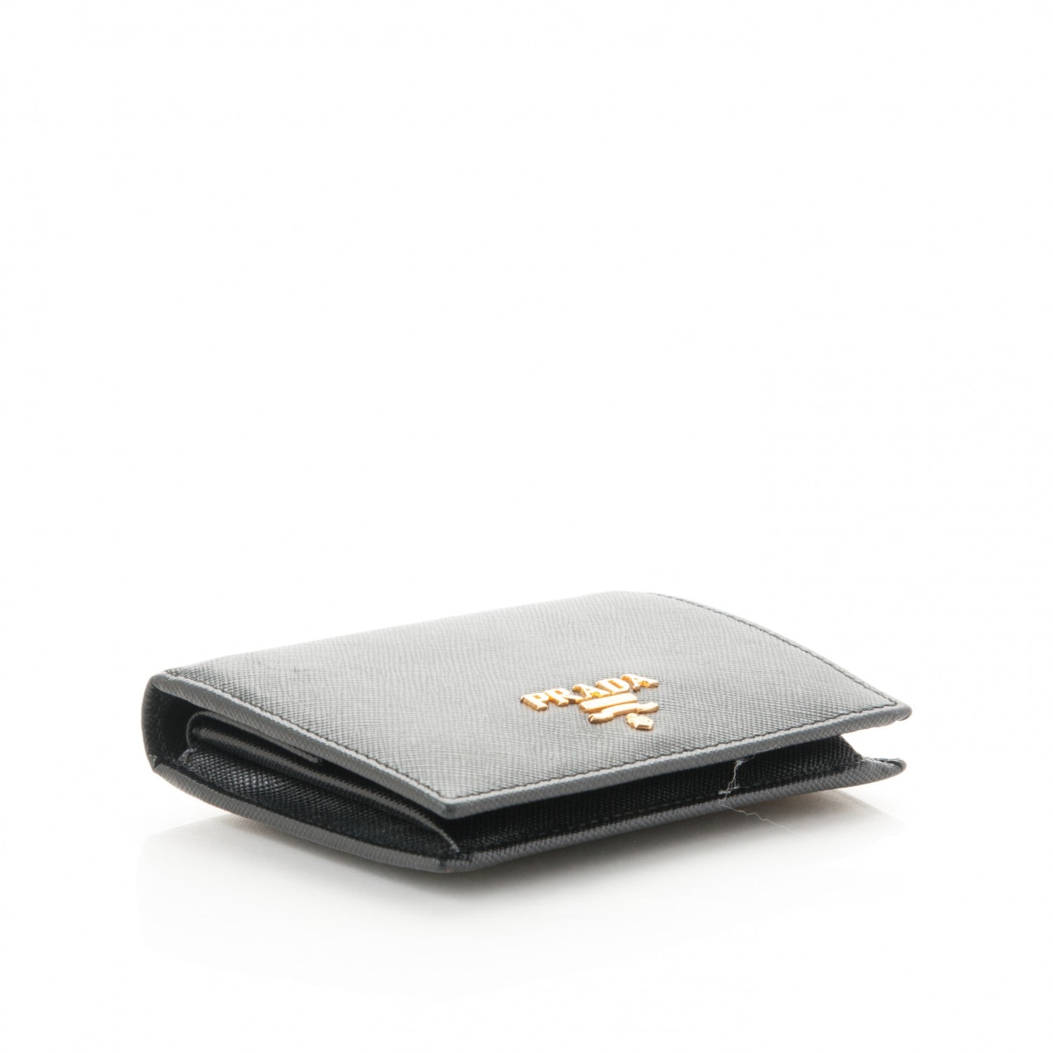 Prada Saffiano Metal Compact Snap Bi-Fold Wallet Black 4 of 7