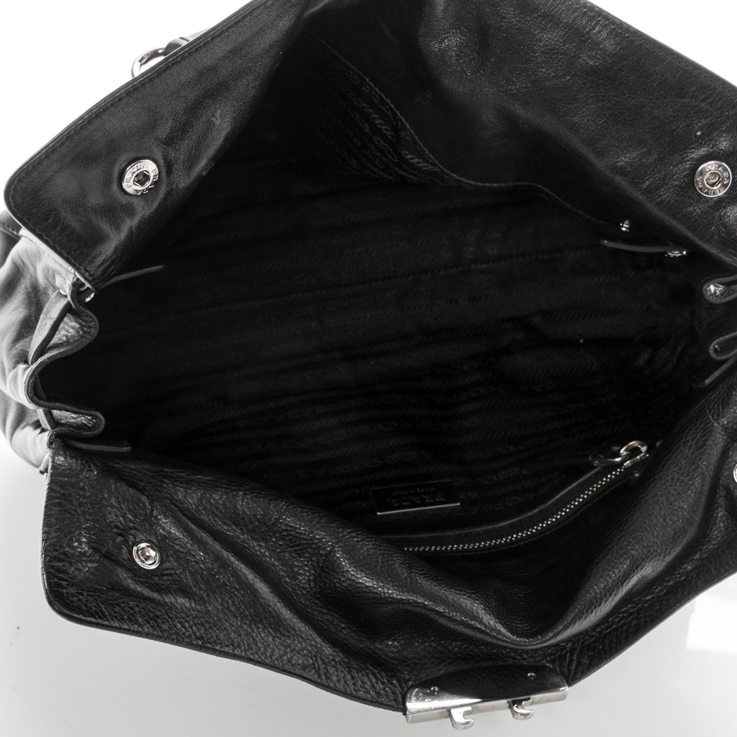 Prada Royal Calf Easy Foldover Pushlock Satchel Black 5 of 8