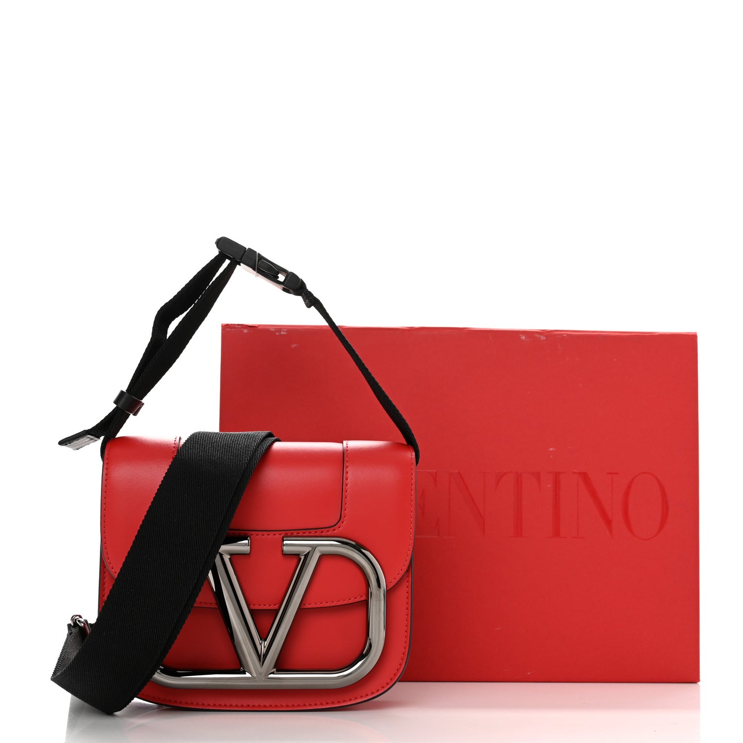 Smooth Calfskin Small Supervee Crossbody Bag Rouge Pur