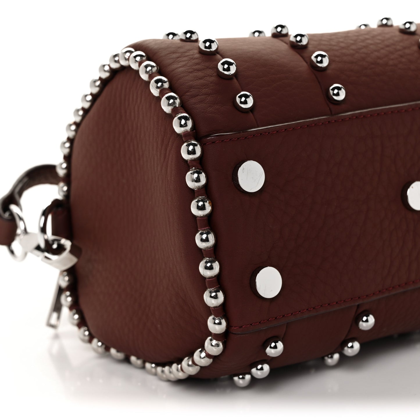Calfskin Studded Mini Rockie Matte Beet Rodium Hardware