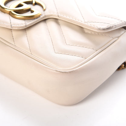 Gucci Calfskin Matelasse Super Mini GG Marmont Shoulder Bag White 7 of 14