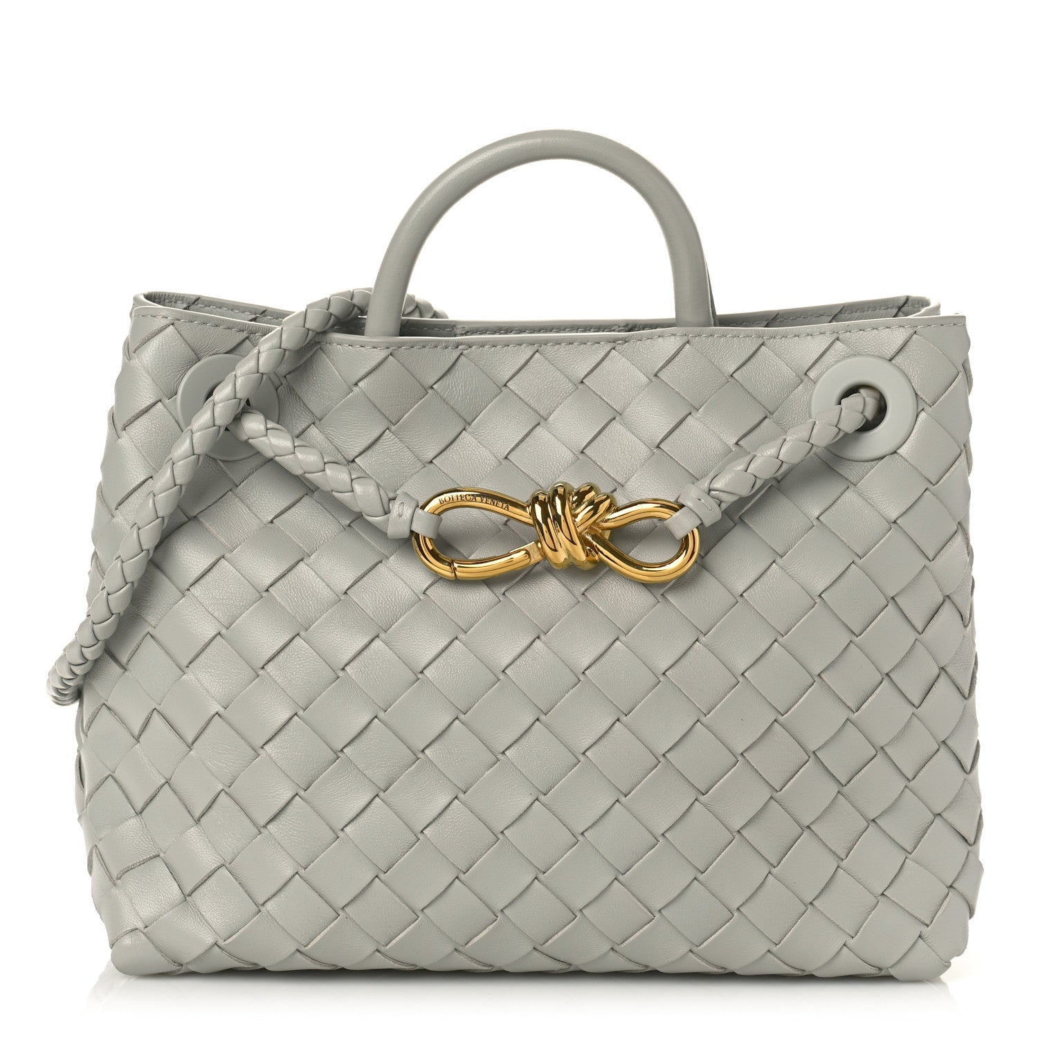 Bottega Veneta Nappa Intrecciato Small Andiamo Shoulder Bag Agate Grey 1 of 9