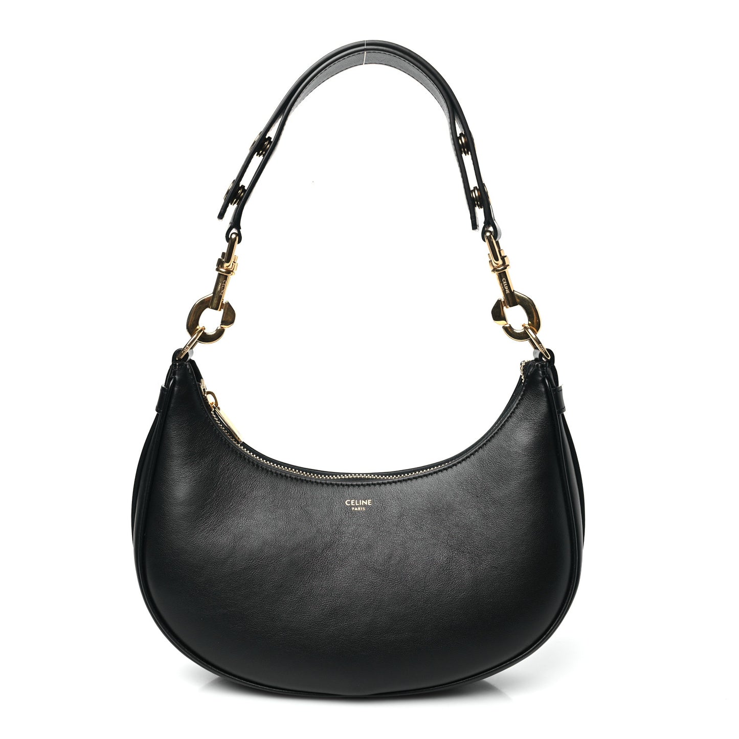 Smooth Calfskin Medium Strap Ava Shoulder Bag Black