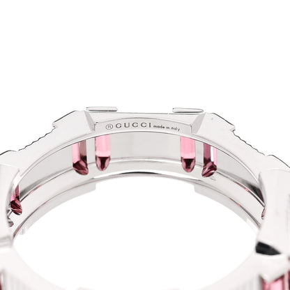 Gucci 18K White Gold Rubellite 7mm Link to Love Ring 53 6.25 4 of 6