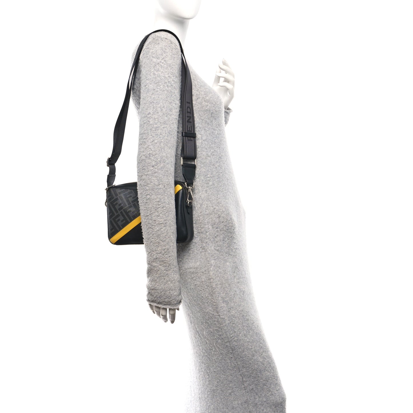 Glazed Fabric Vitello Liberty FF 1974 Diagonal Medium Camera Case Black Sunflower