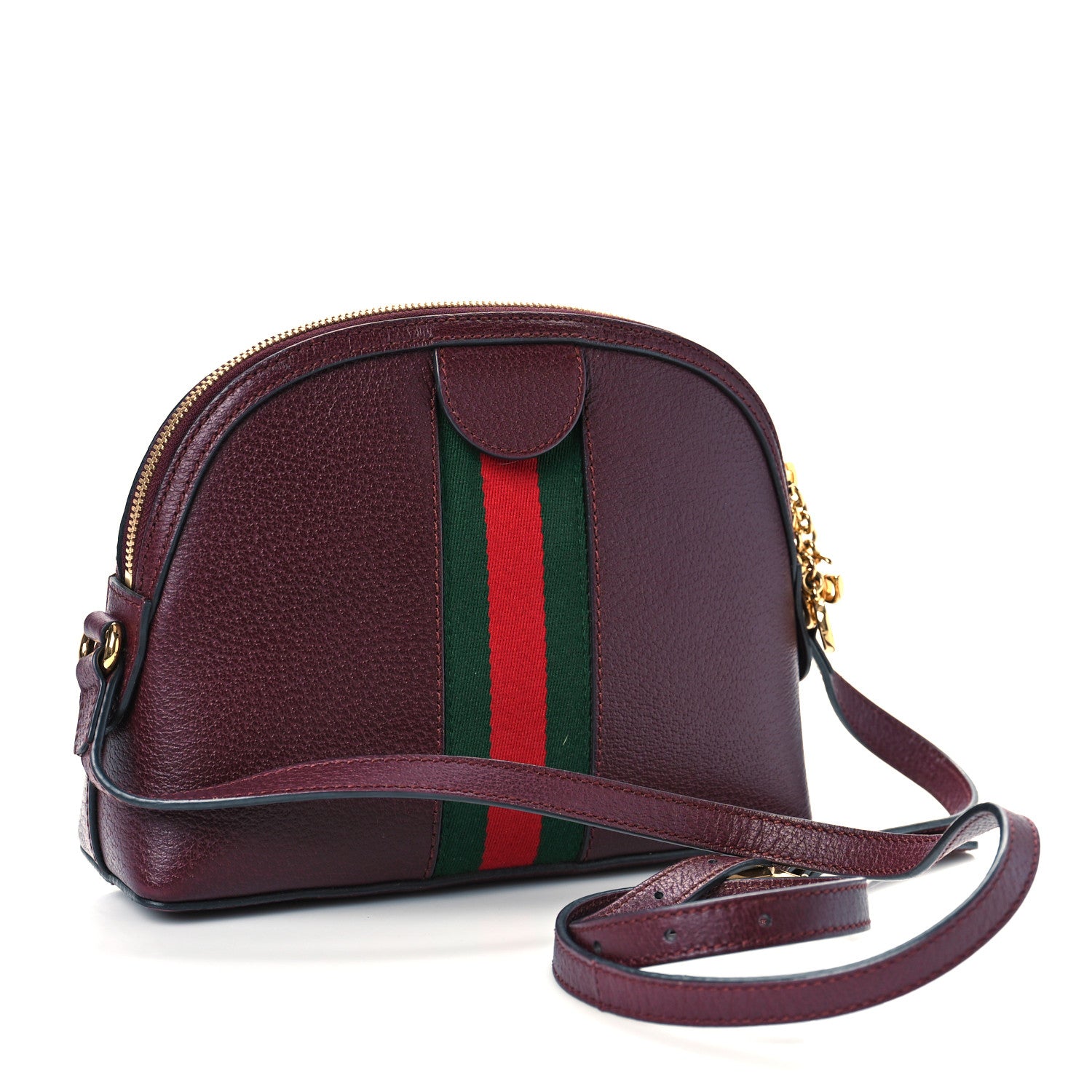 Gucci Textured Calfskin Web Small Ophidia Dome Shoulder Bag Vintage Bordeaux 4 of 10