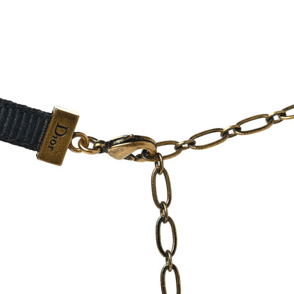 Christian Dior Grosgrain Ribbon Star Choker Necklace Black 4 of 5