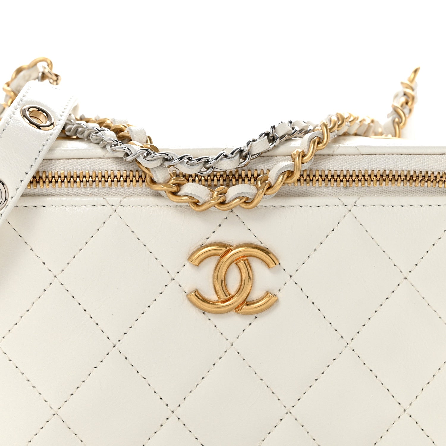 Chanel Goatskin Quilted Punk Essentials Vanity Case With Chain White 8 of 14