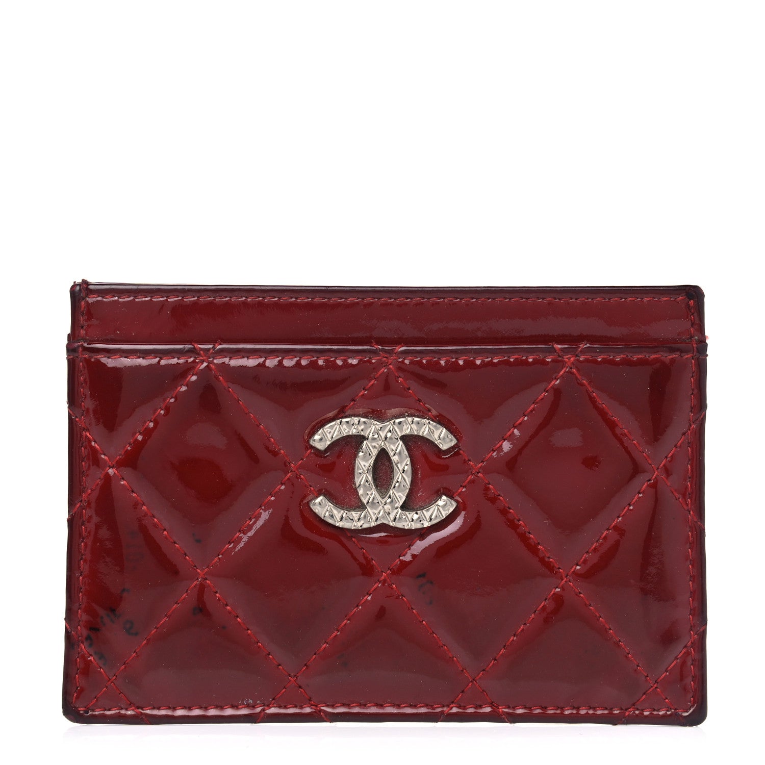 Chanel Patent Quilted Brilliant Card Holder Red 1 of 14