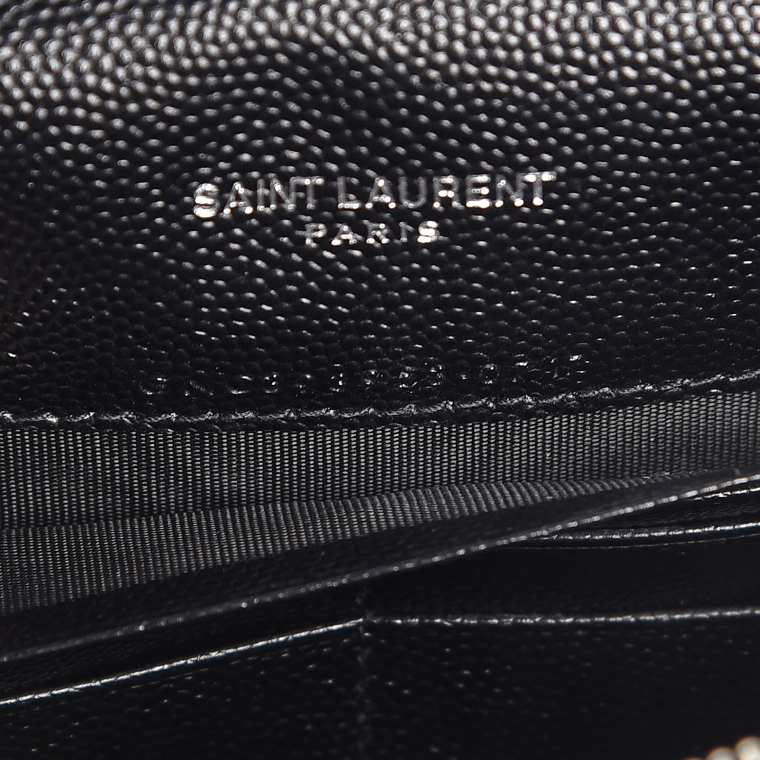Saint Laurent Grain De Poudre Matelasse Chevron Monogram Envelope Chain Wallet Black 8 of 8