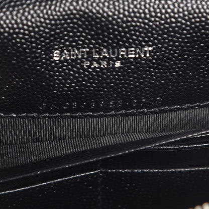 Saint Laurent Grain De Poudre Matelasse Chevron Monogram Envelope Chain Wallet Black 8 of 8