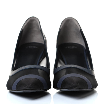 Fendi Technical Mesh Vitello Gommato Colibri 55mm Pumps 38.5 Black 2 of 8