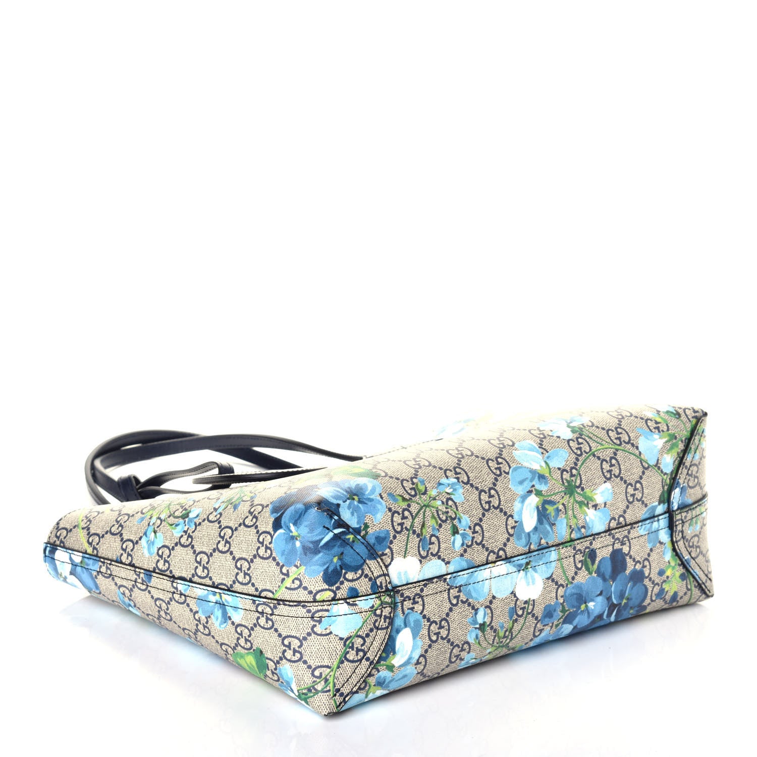 Gucci GG Supreme Monogram Blooms Small Reversible Tote Beige Blue Navy 7 of 16