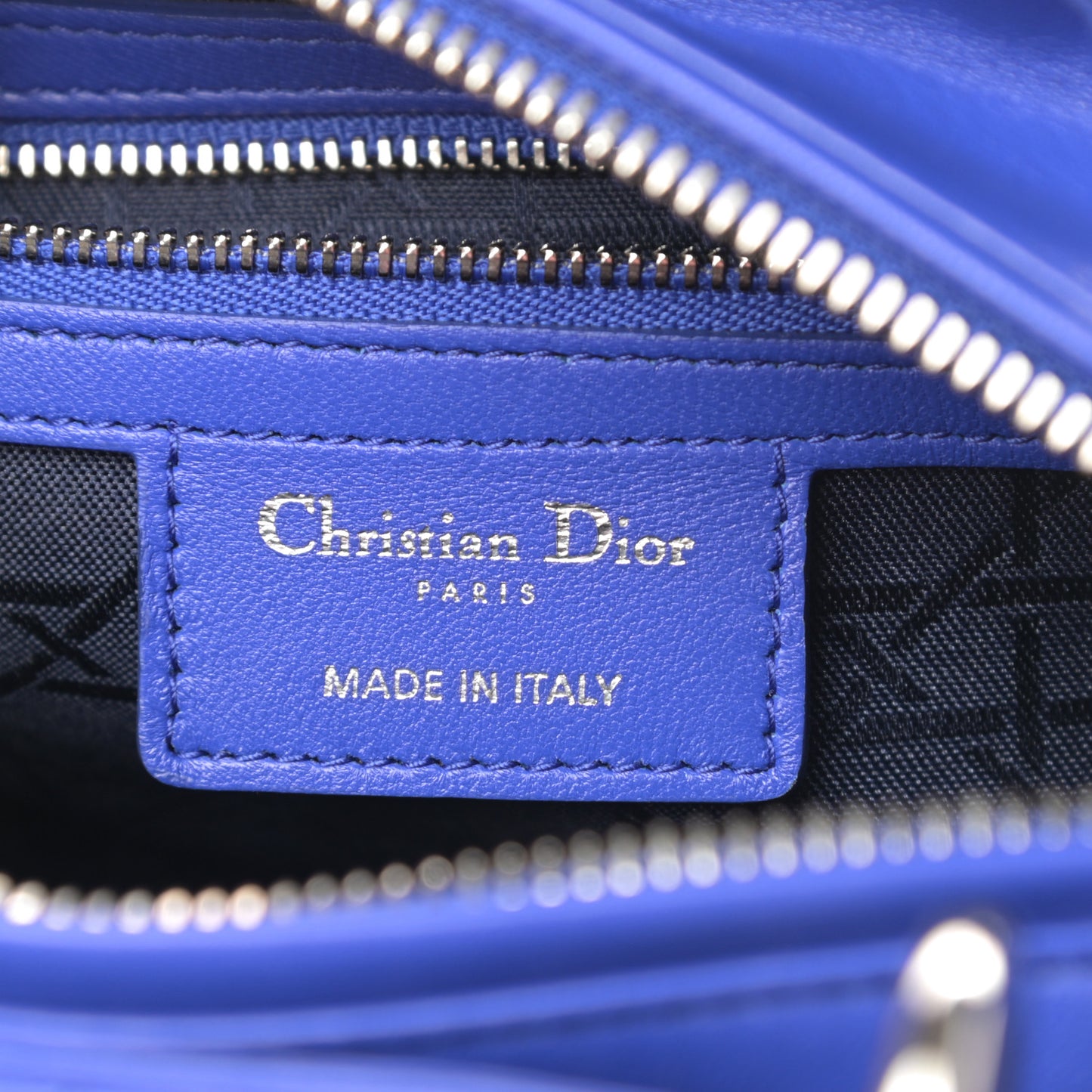 Lambskin Cannage Medium Lady Dior Blue Persan