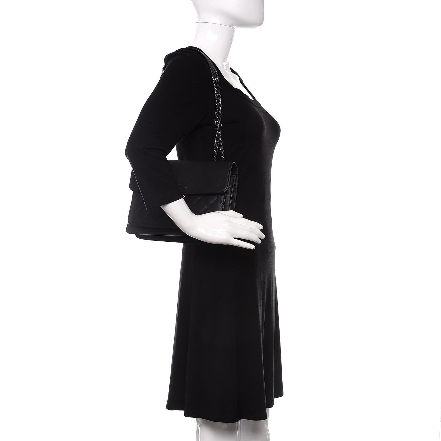 Calfskin Quilted Large CC Box Flap Box Black