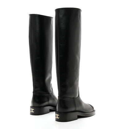 Chanel Calfskin Cap Toe High Boots 36 Black 4 of 9
