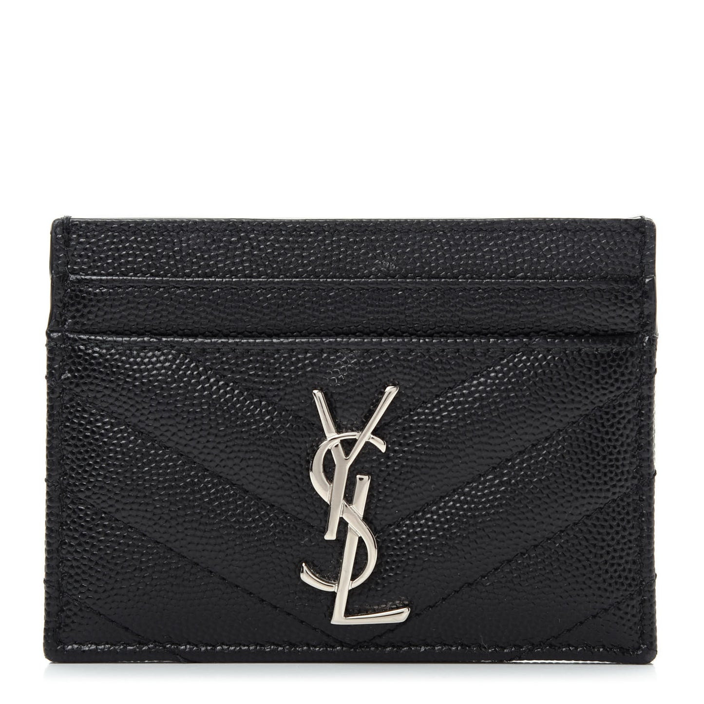 Grain De Poudre Matelasse Chevron Monogram Credit Card Case Black