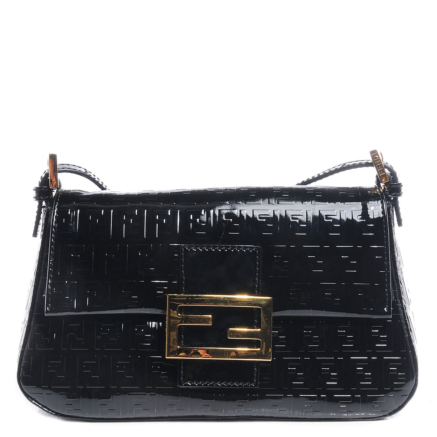 Patent FF Embossed Forever Mini Mama Baguette Black
