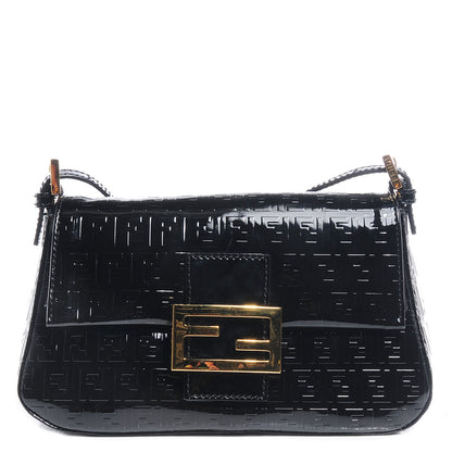 Fendi Patent FF Embossed Forever Mini Mama Baguette Black 1 of 13
