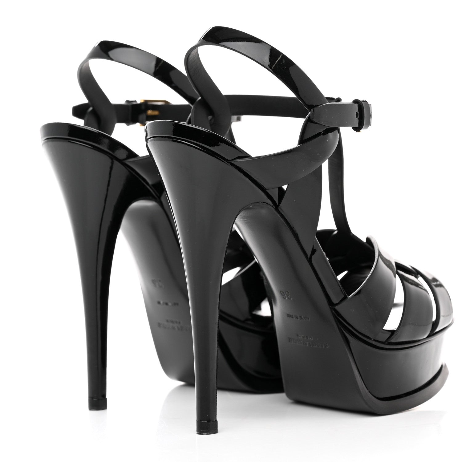 Saint Laurent Patent Tribute 105 Platform Sandals 36 Black 4 of 8
