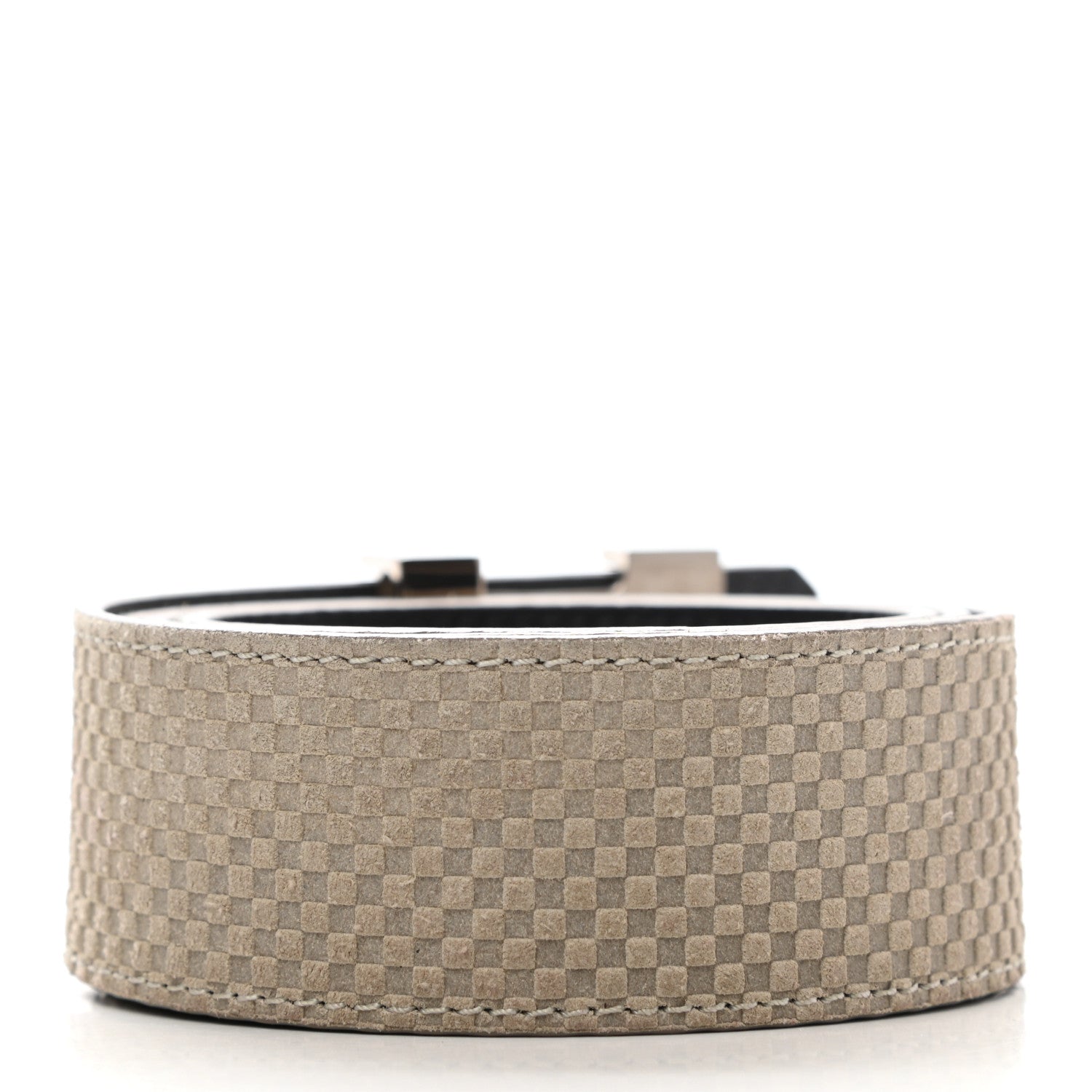Louis Vuitton Suede Calfskin Mini Damier 40mm LV Initiales Belt 90 36 Grey 2 of 8